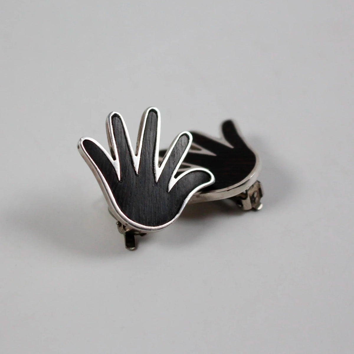 William Spratling - Ebony Hand Clip on Earrings