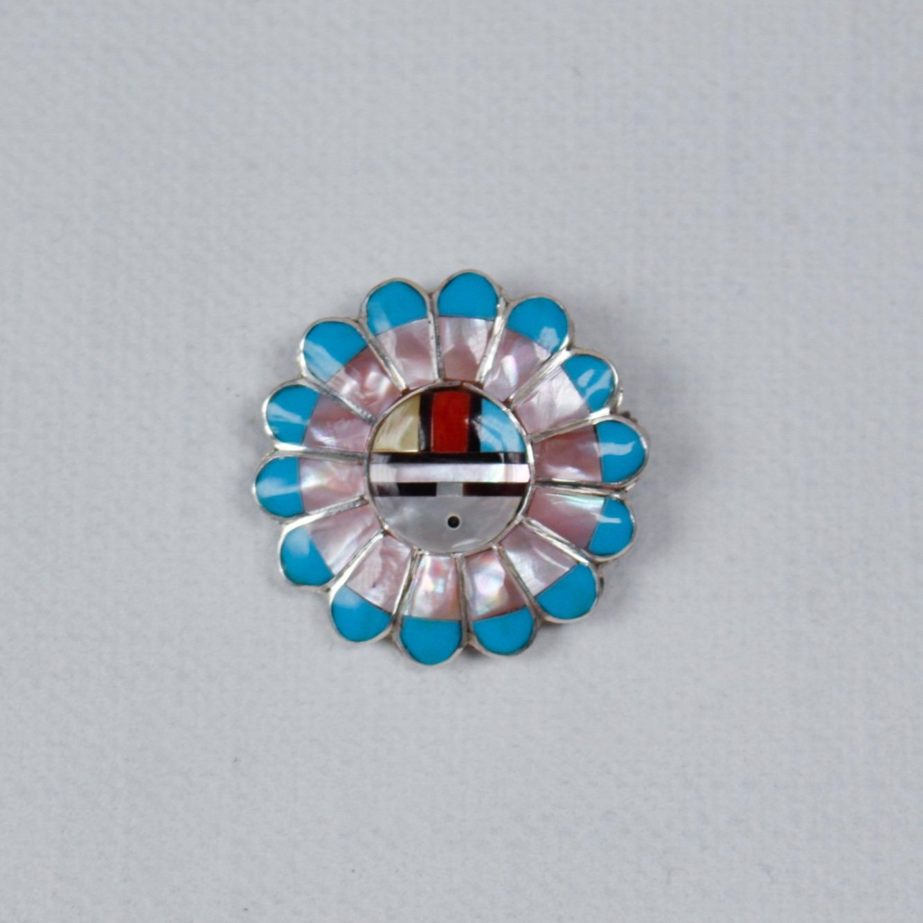 Zuni Inlay Sun Brooch