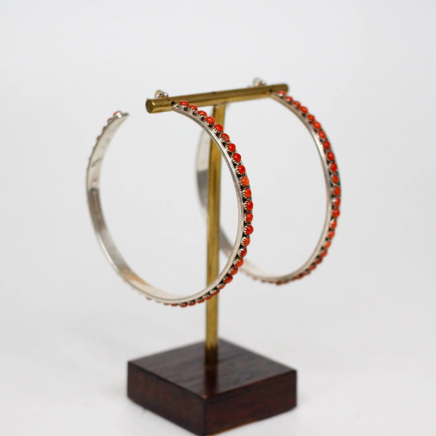 Zuni Petit Point Coral Hoop Earrings