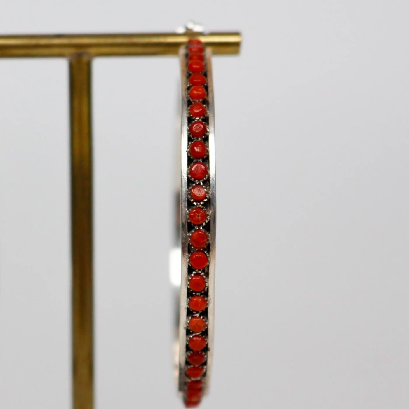 Zuni Petit Point Coral Hoop Earrings