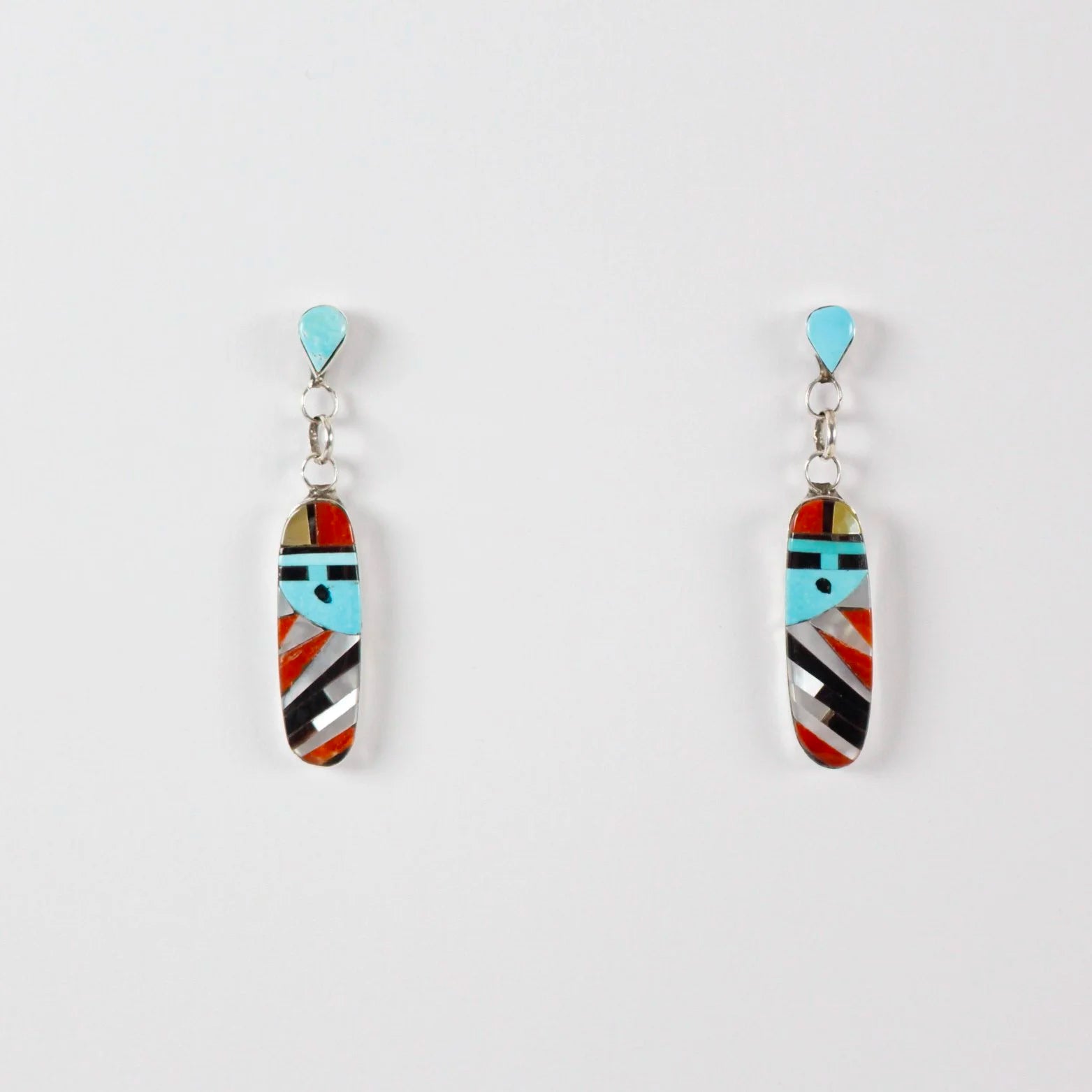 Zuni Inlay Zia Sun God Drops