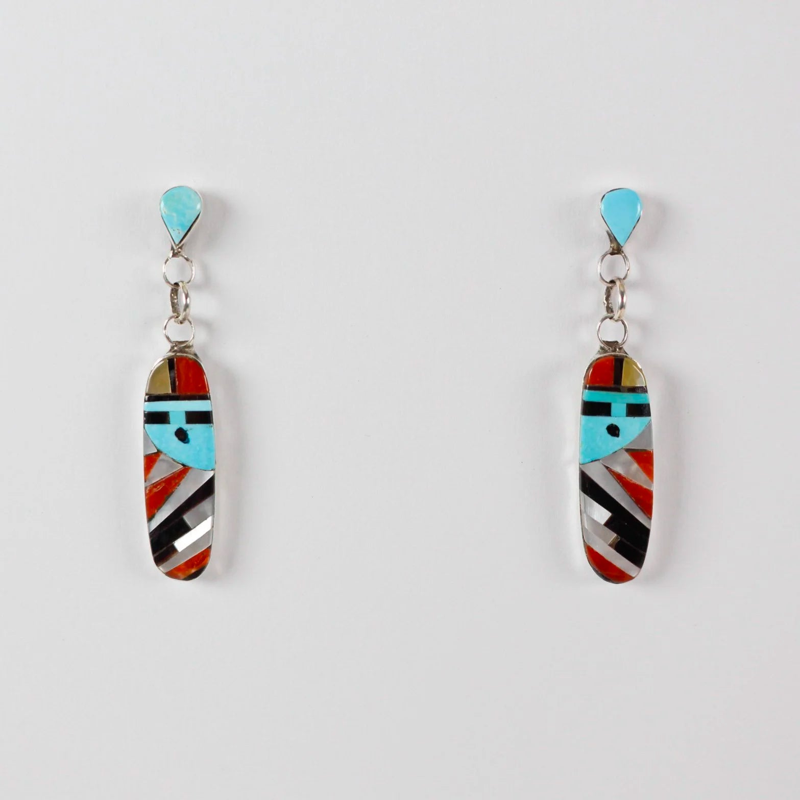 Zuni Inlay Zia Sun God Drops