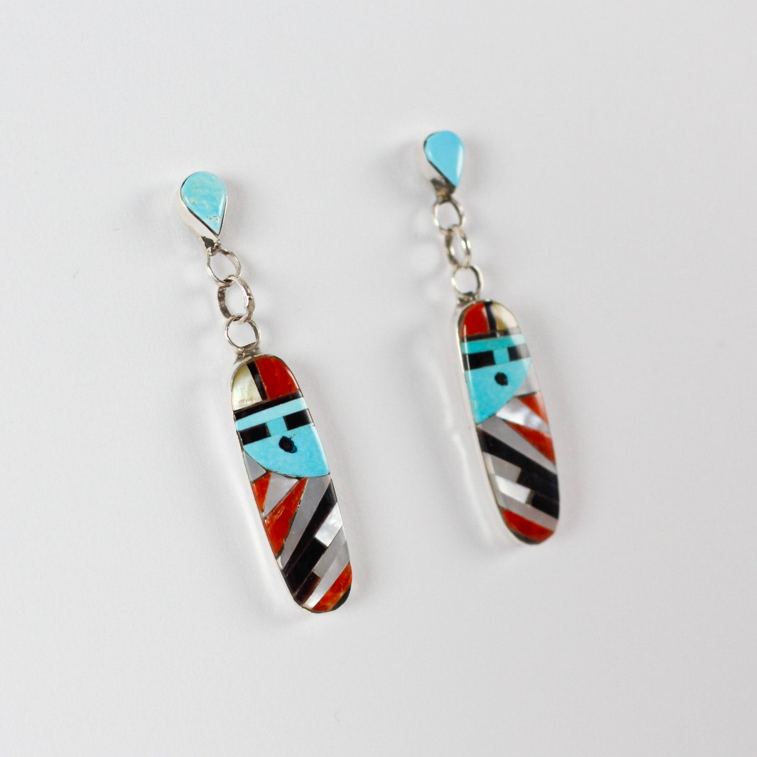 Zuni Inlay Zia Sun God Drops