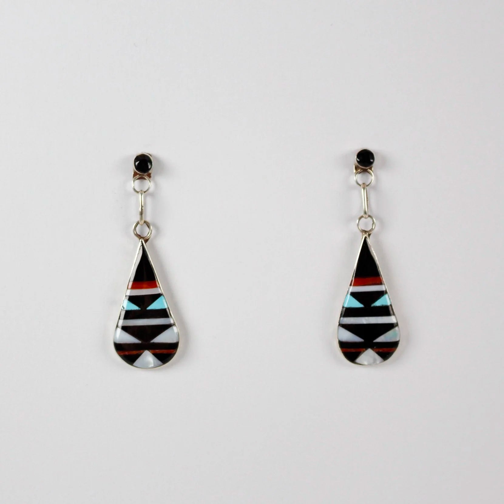 Zuni Multi stone inlay drop Earrings