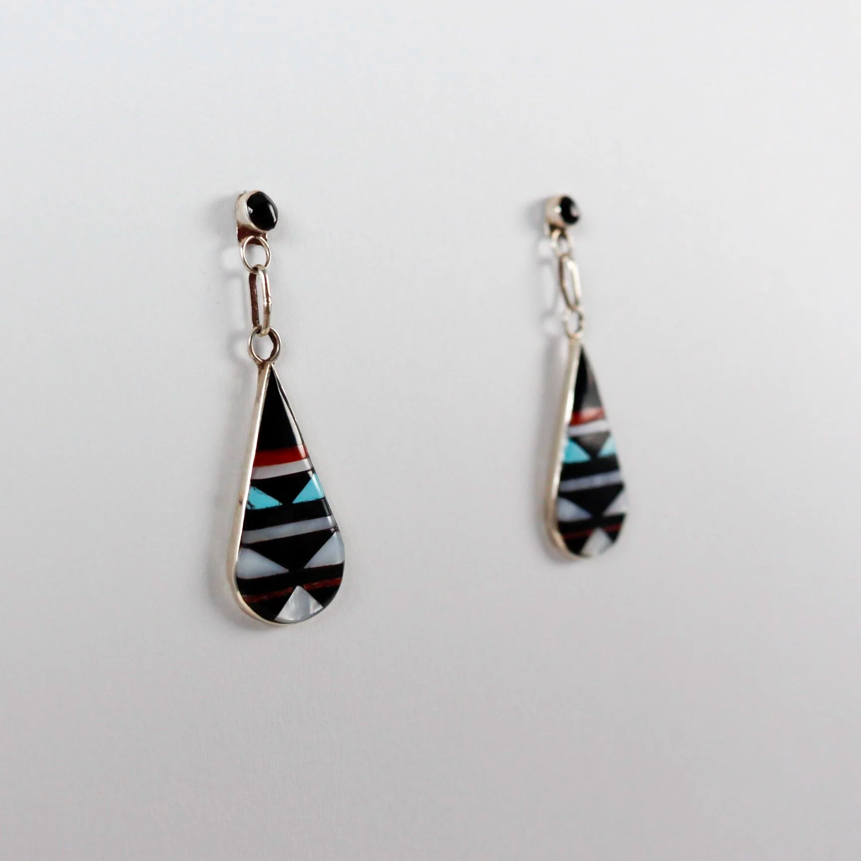 Zuni Multi stone inlay drop Earrings