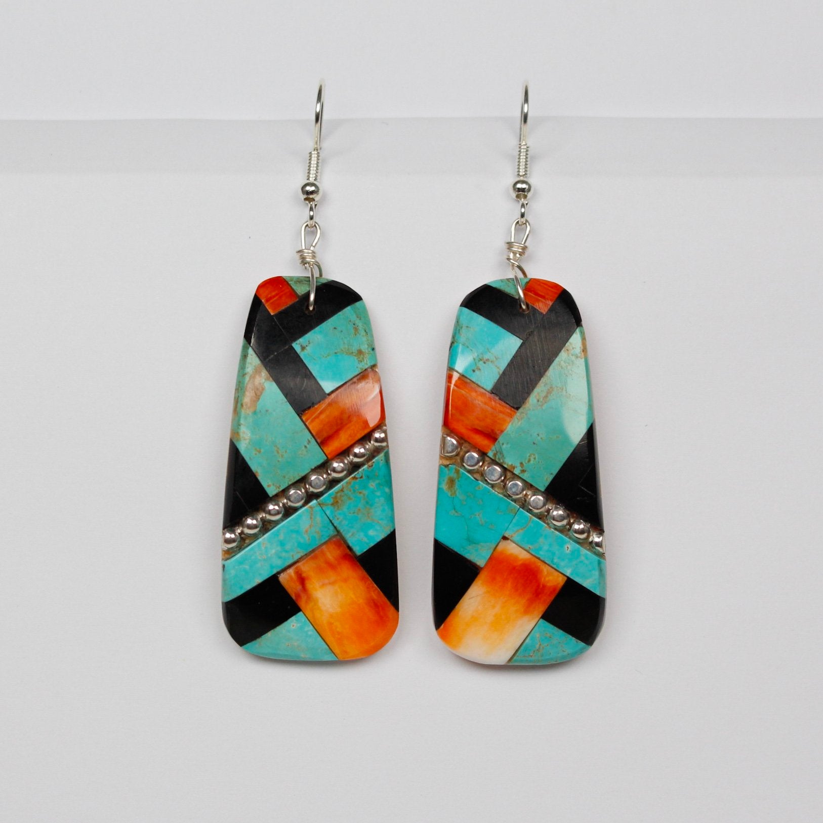 Kewa Mosiac Earrings with Silver Beads