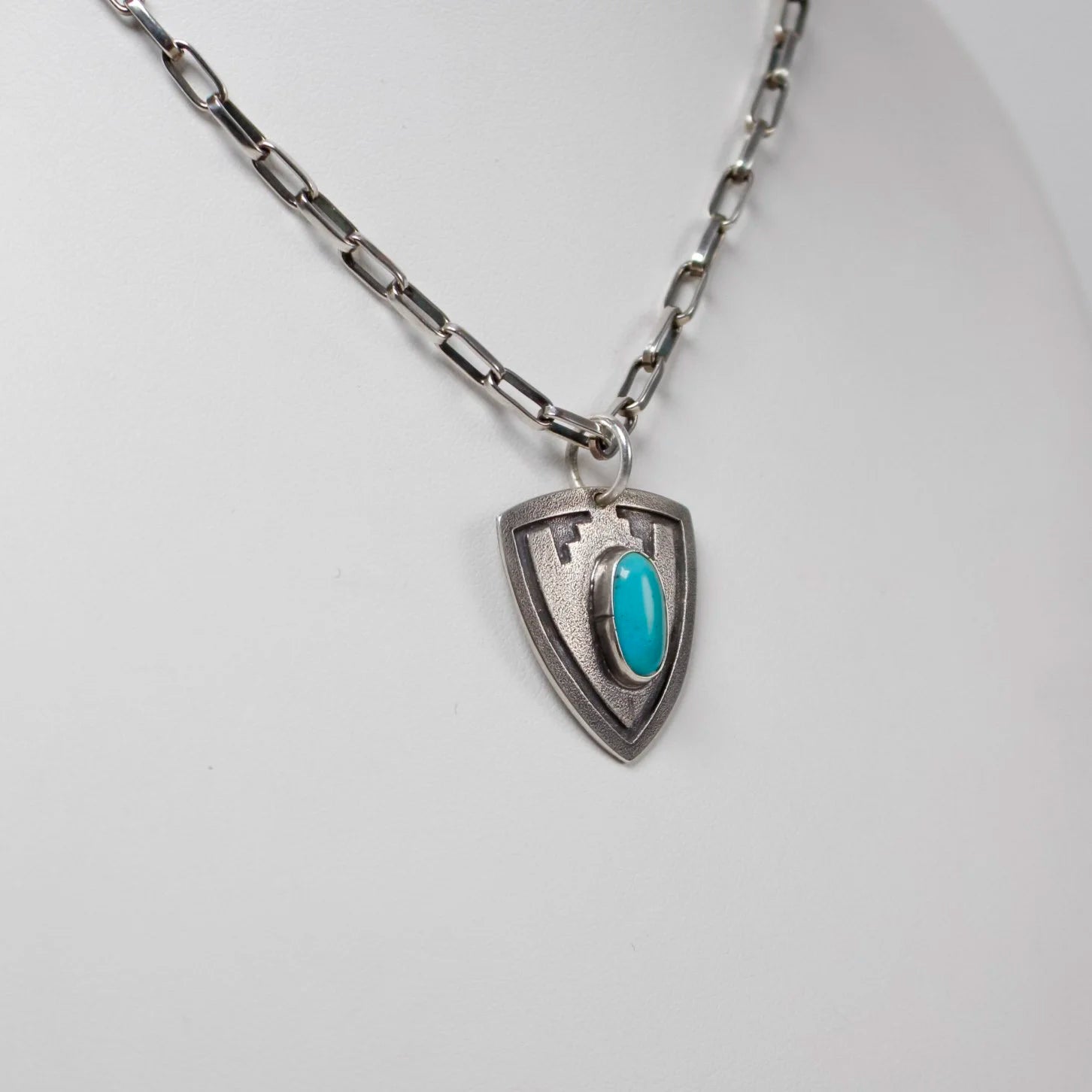 Shield Pendant With Turquoise Inlay