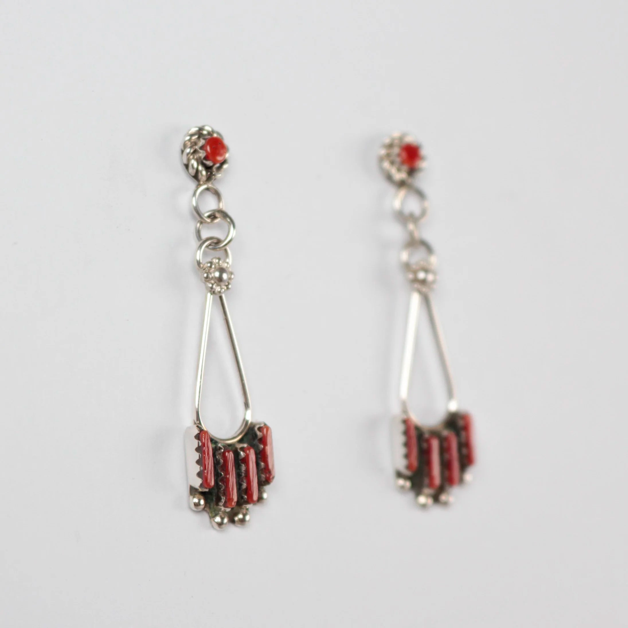 Zuni Needle Point Coral Drops
