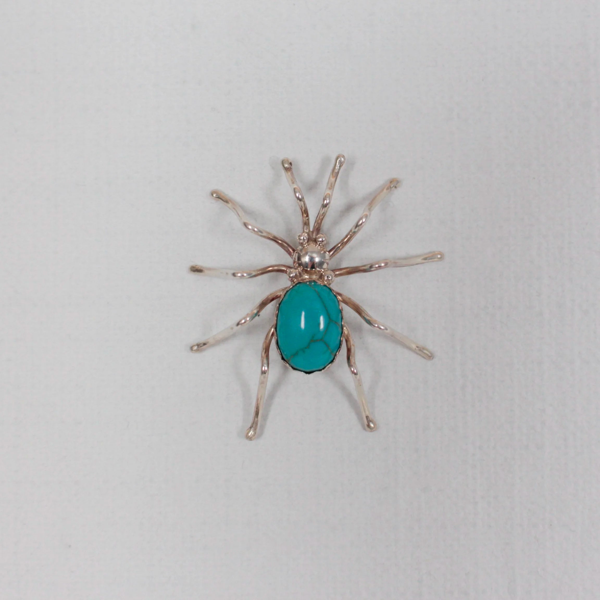 Turquoise Inlay Spider Pin
