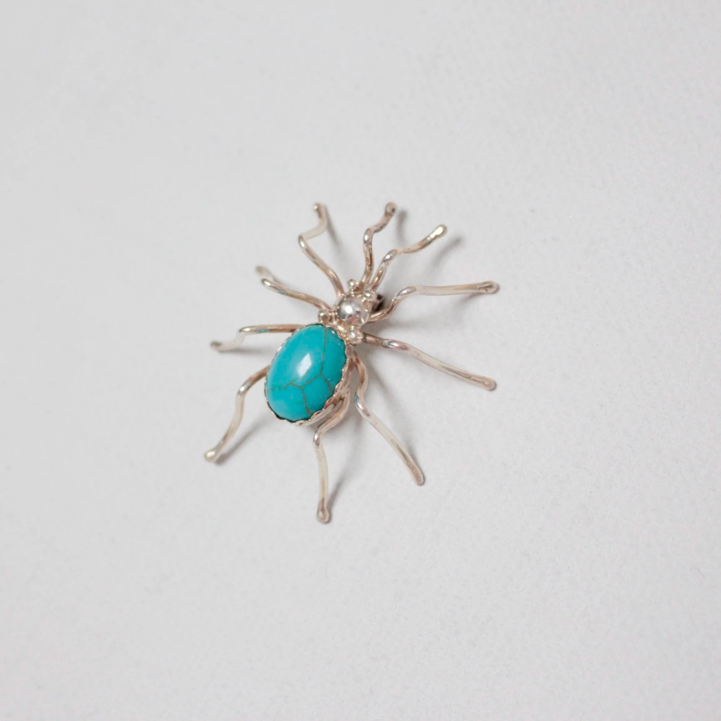 Turquoise Inlay Spider Pin