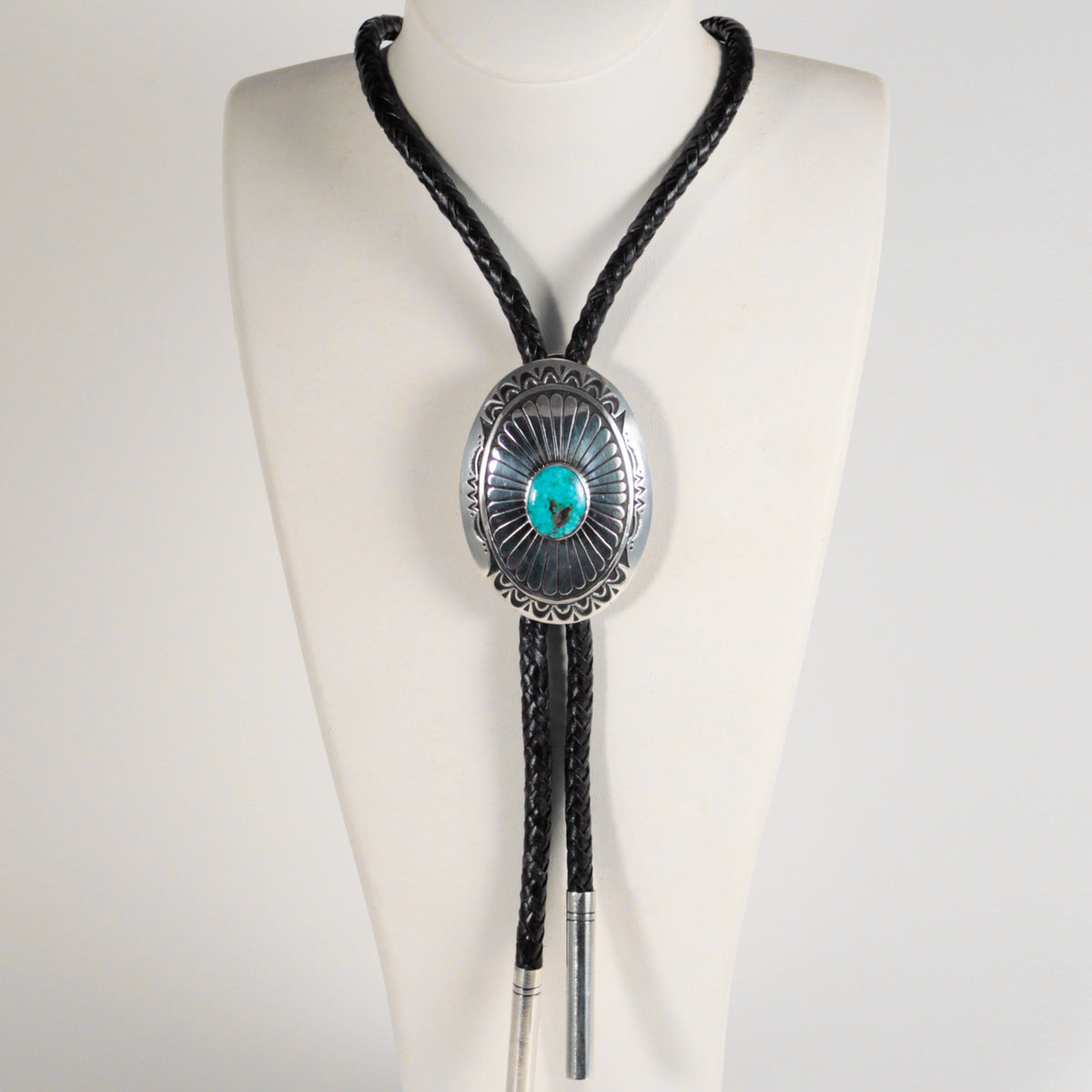 Navajo Sterling Silver Bolo Tie with Turquoise inlay.. 