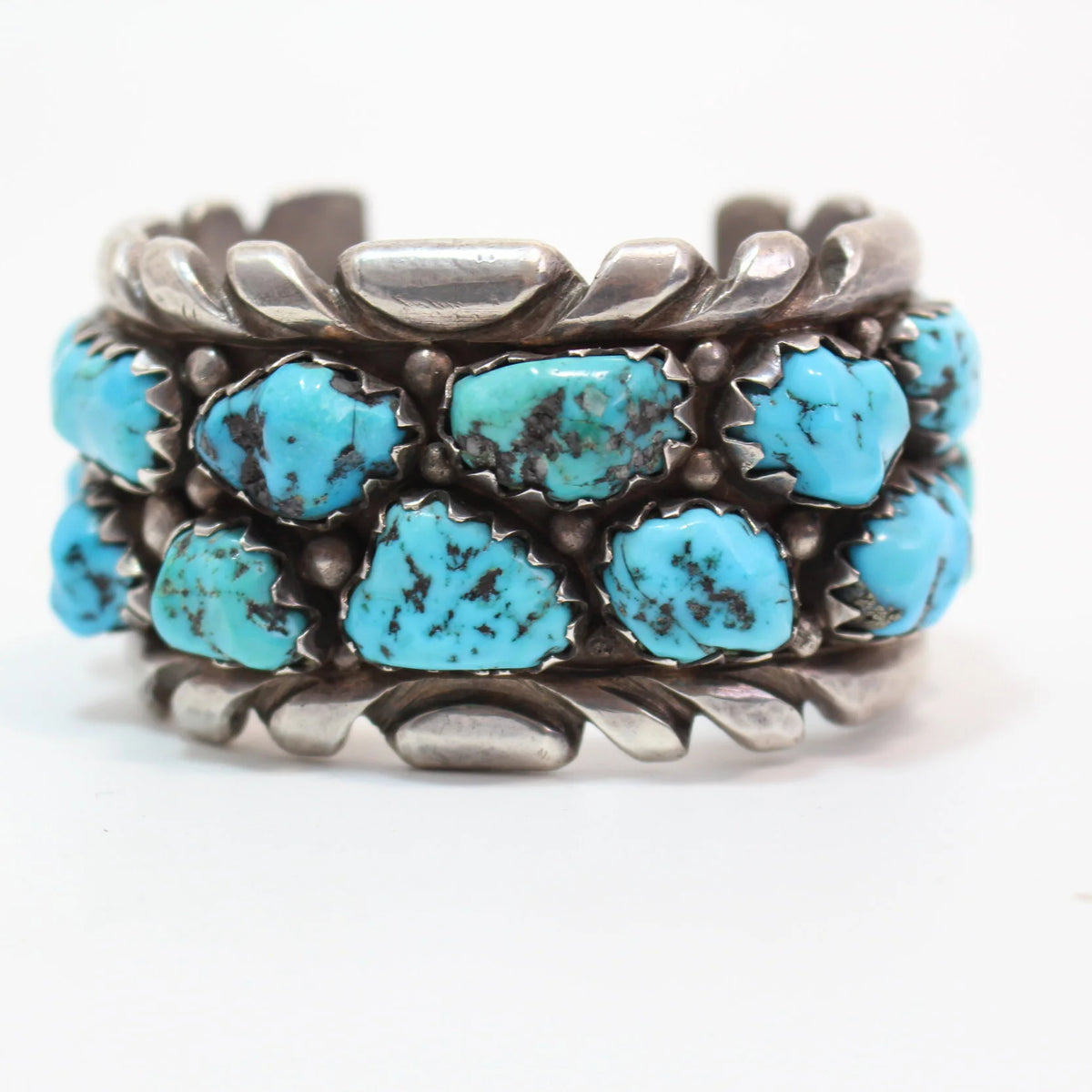 Vintage Zuni Heavy Silver River of Life Cuff