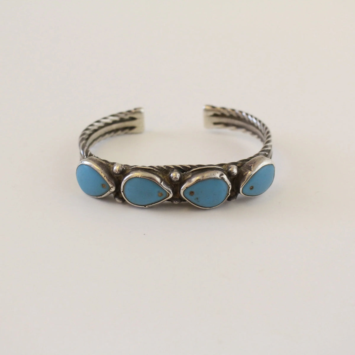 Circa 1900 Hubbell Glass Turquoise Navajo Cuff