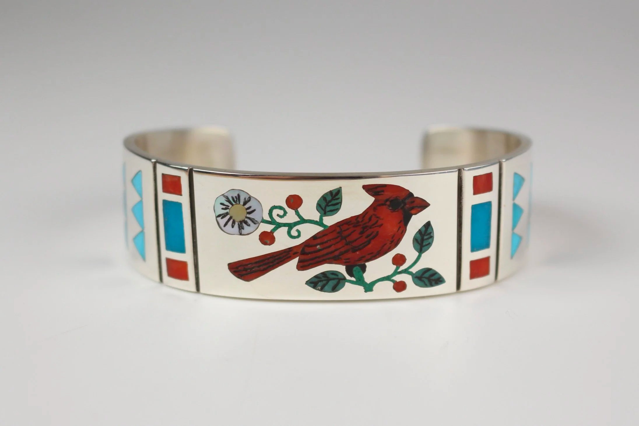 Ultra Fine Zuni Inlay Cardinal Cuff