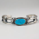 Narrow Sandcast Cuff with Turquoise