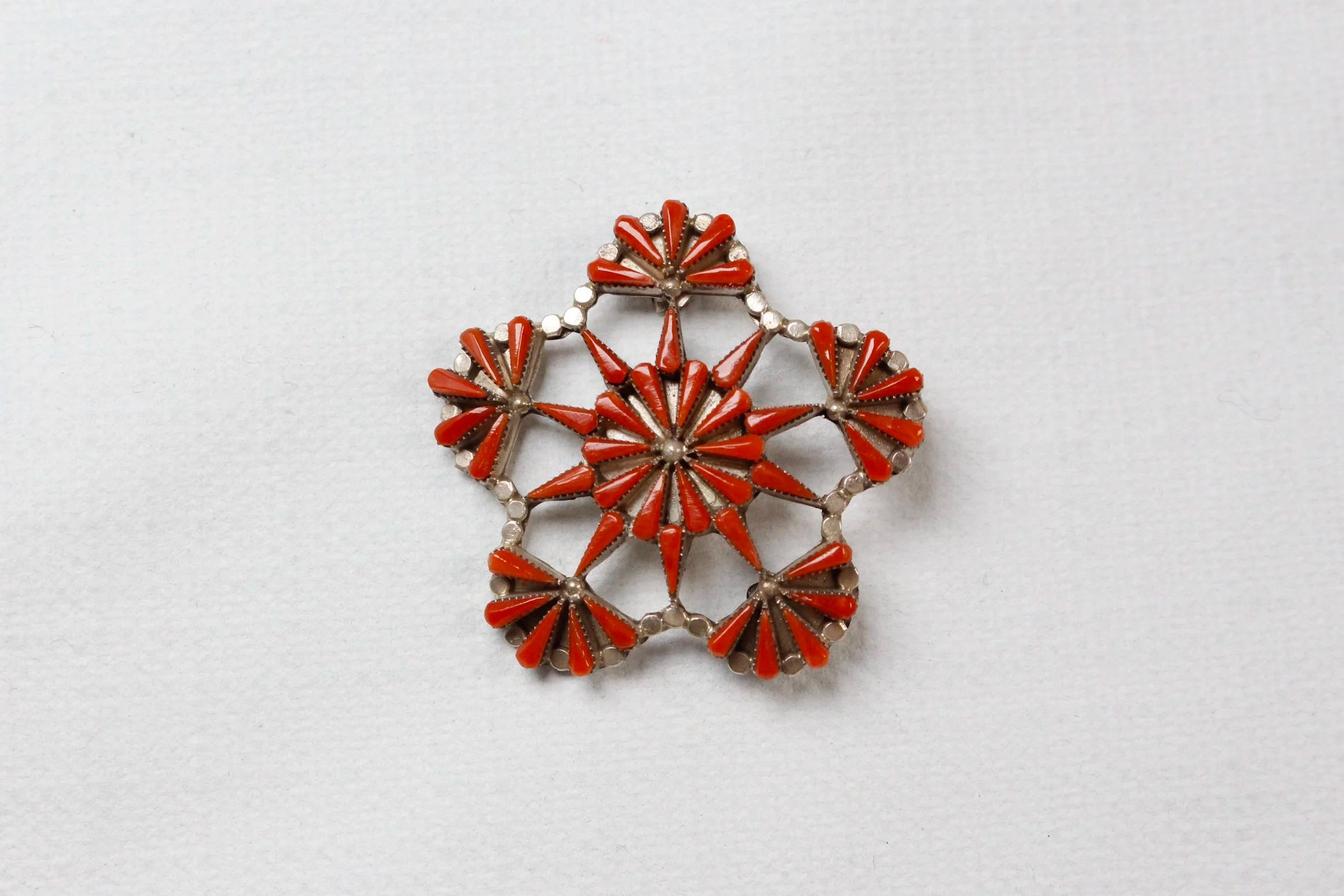 Zuni Coral Petit Point Brooch