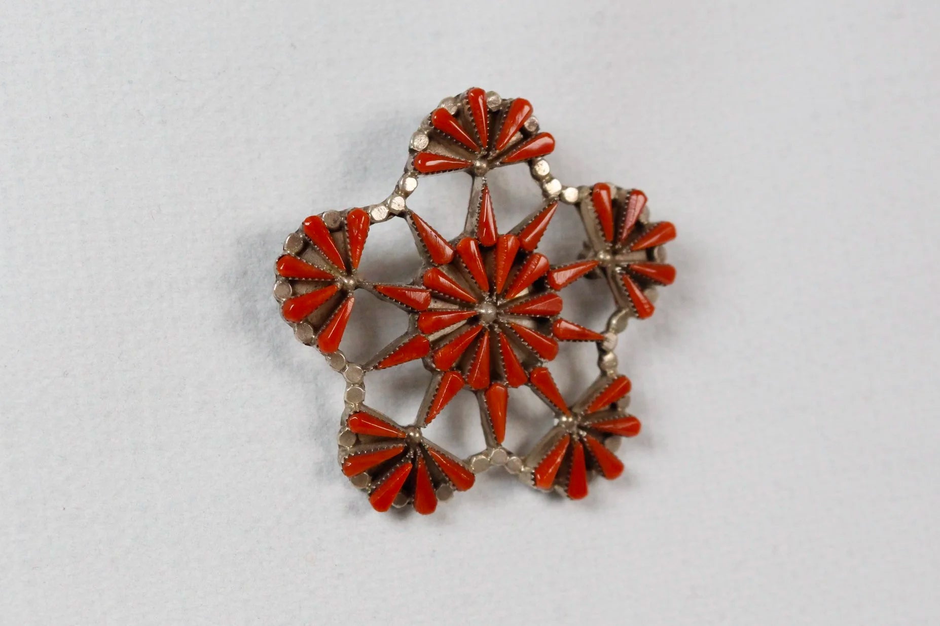 Zuni Coral Petit Point Brooch