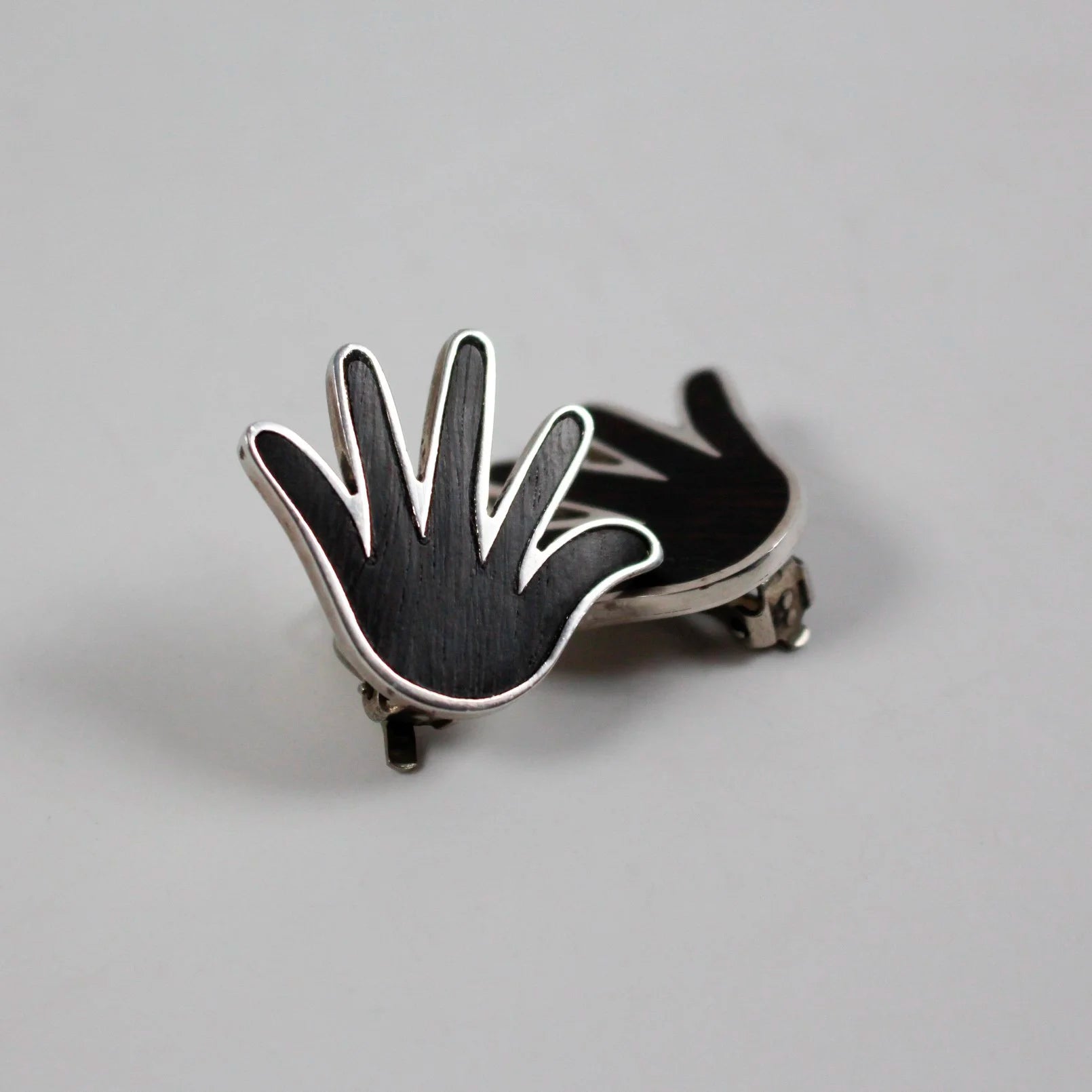 William Spratling - Ebony Hand Clip on Earrings
