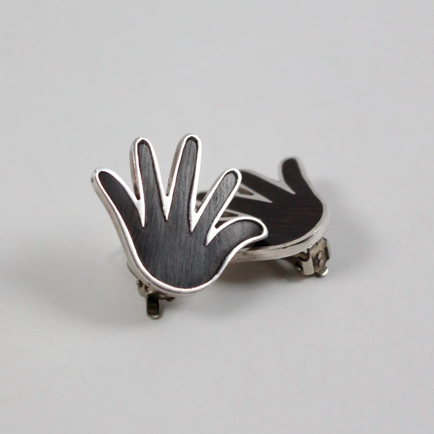 William Spratling - Ebony Hand Clip on Earrings