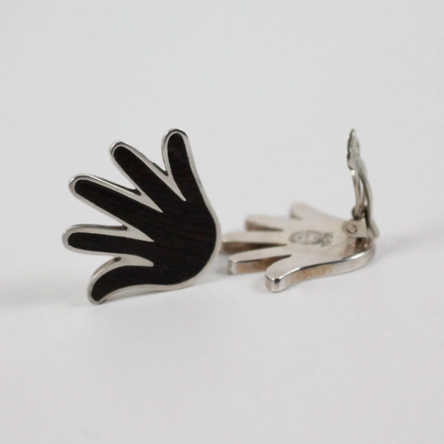 William Spratling - Ebony Hand Clip on Earrings
