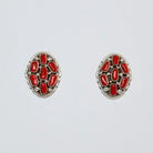 Navajo Coral Cluster Button Earrings