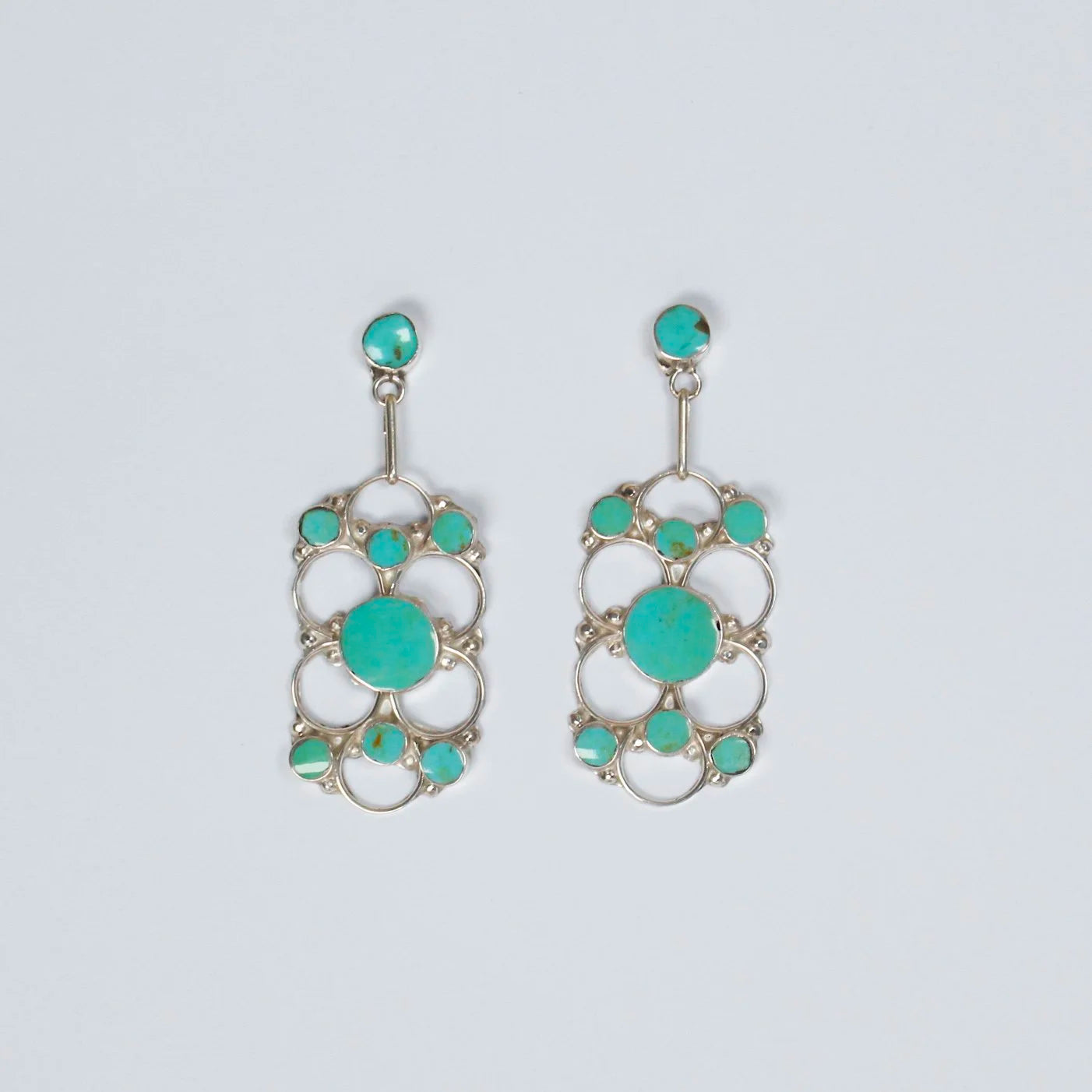 Zuni sterling silver and turquoise filigree earrings