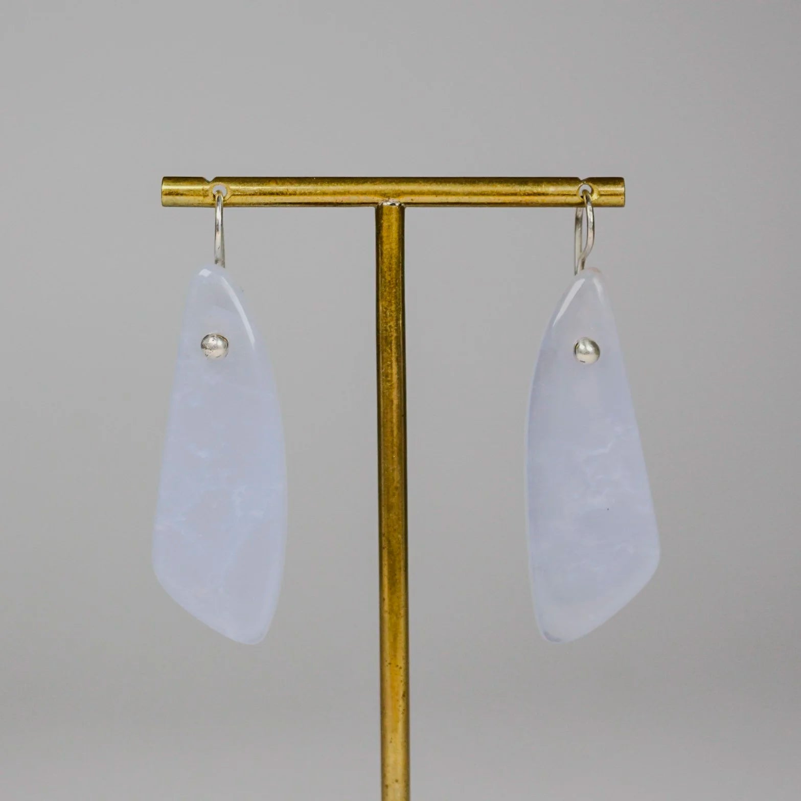 Sebastian Cilento - Wing Tab Drop Earrings - Blue Chalcedony