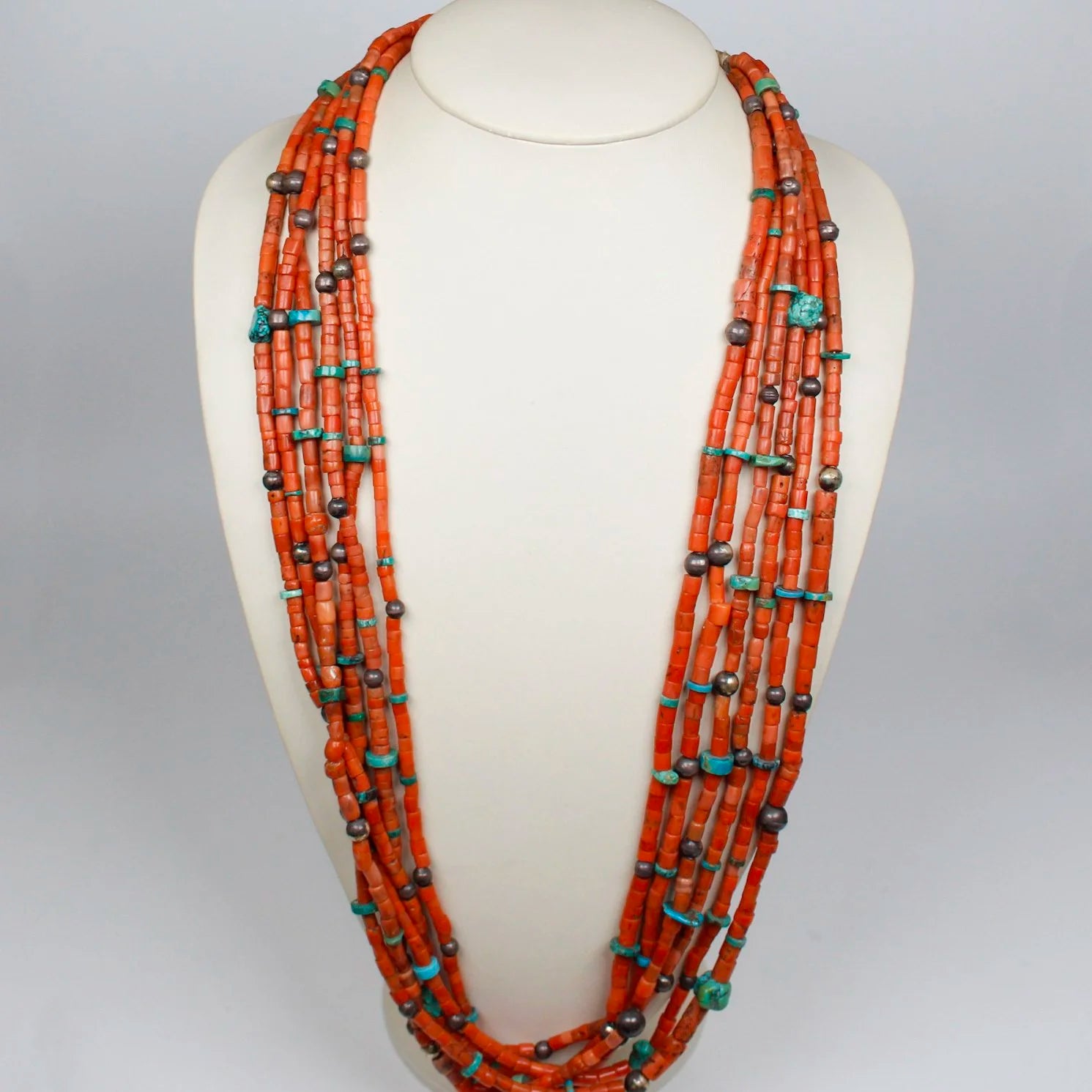 Antique 6 strand Pueblo Coral necklace