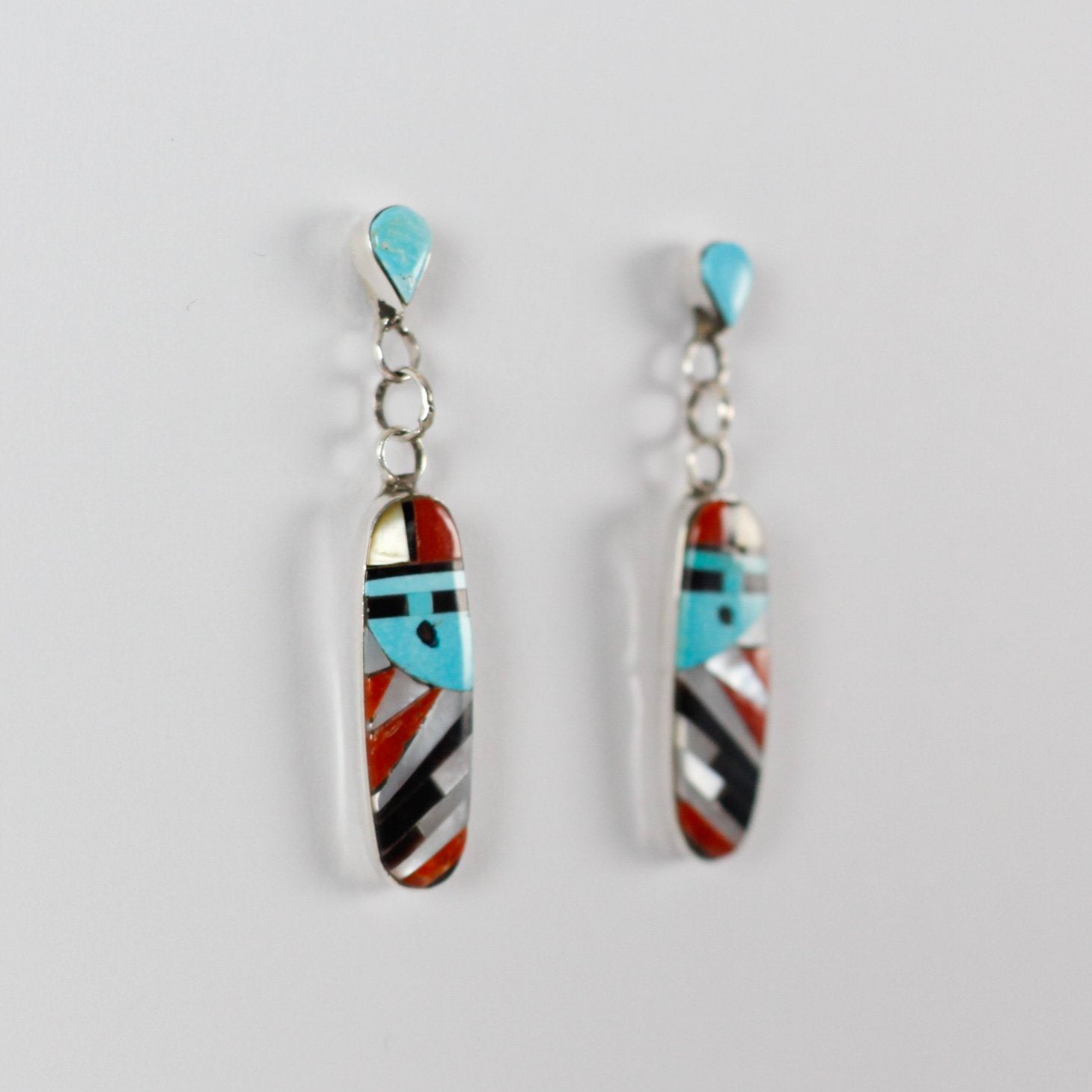 Zuni Inlay Zia Sun God Drops