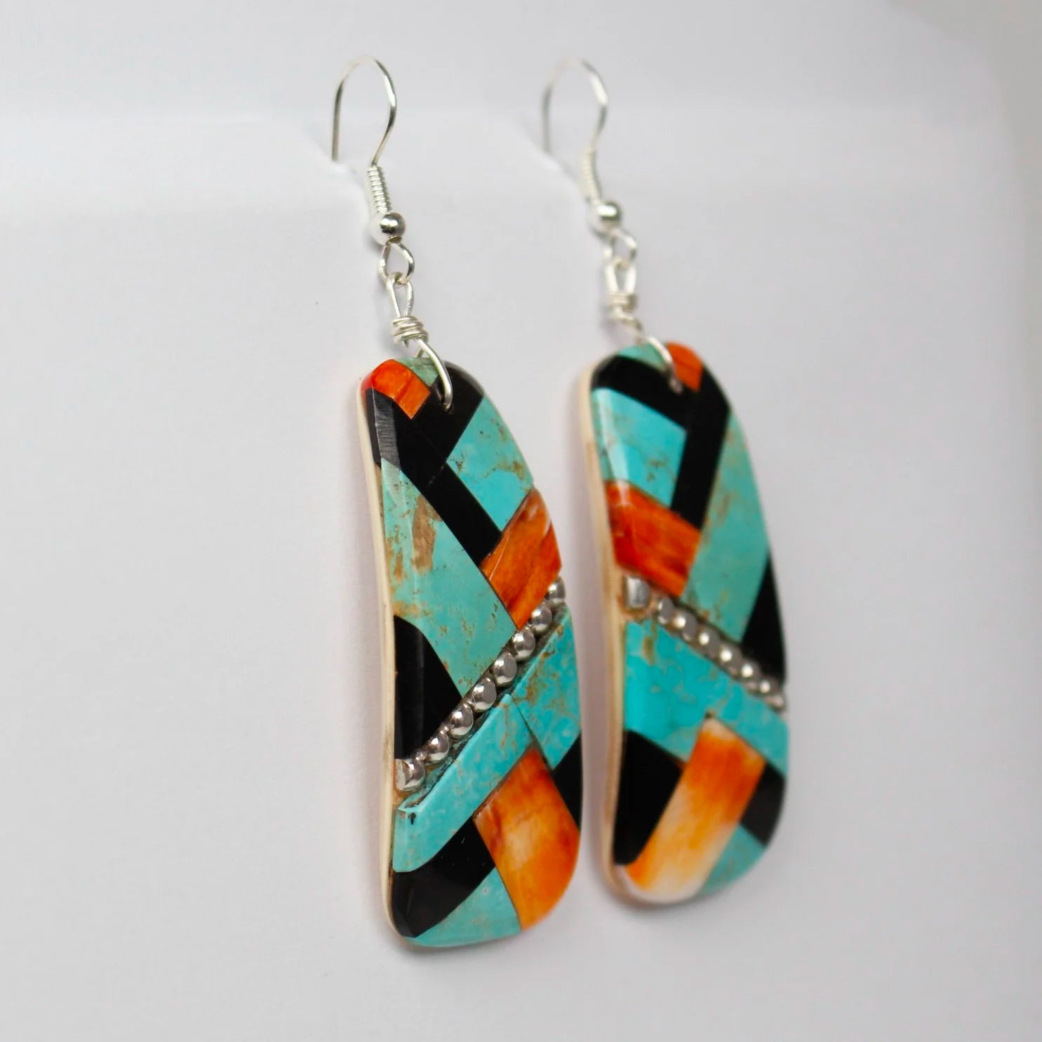 Kewa Mosiac Earrings with Silver Beads