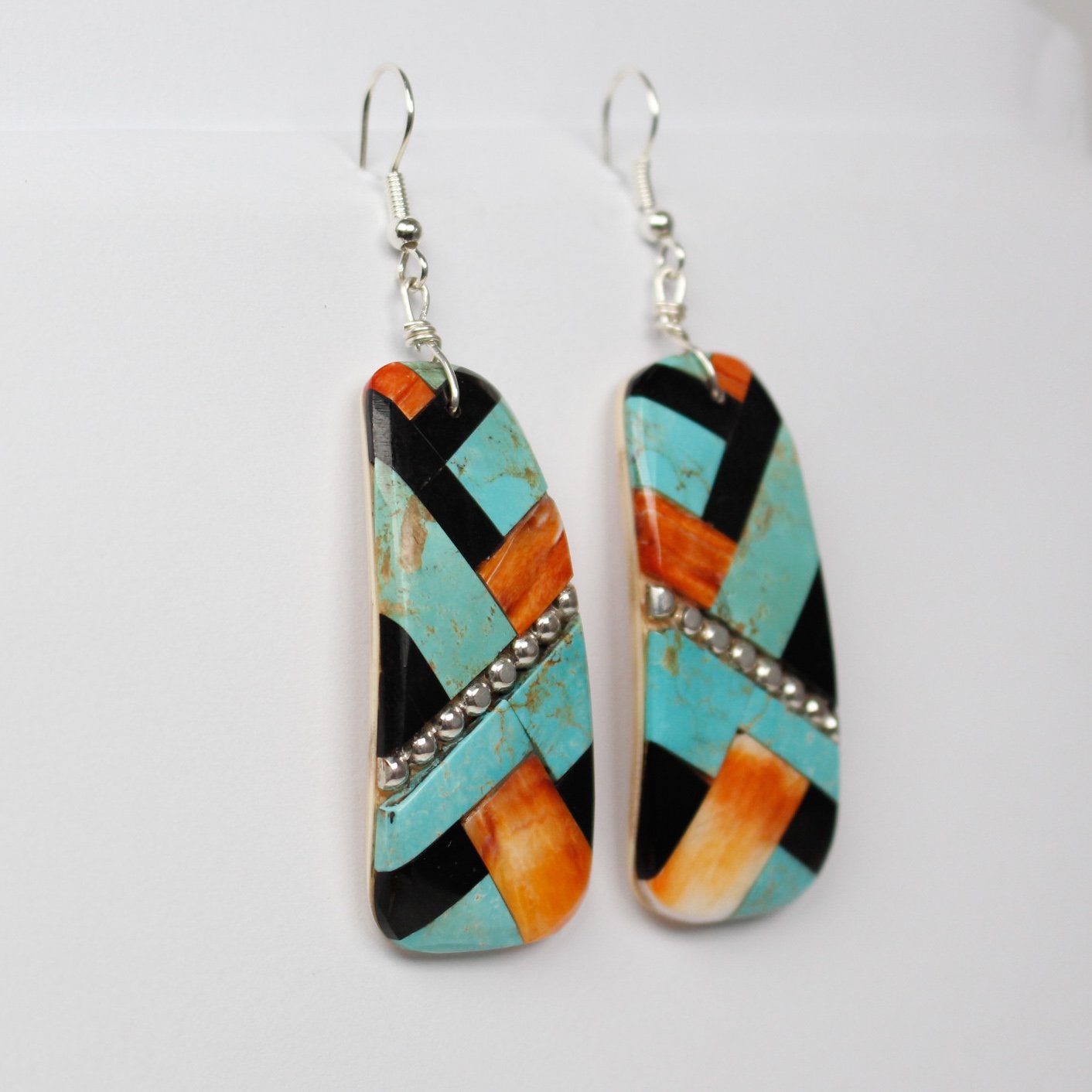 Kewa Mosiac Earrings with Silver Beads