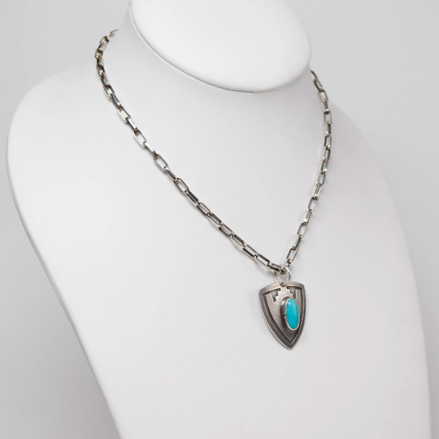 Shield Pendant With Turquoise Inlay