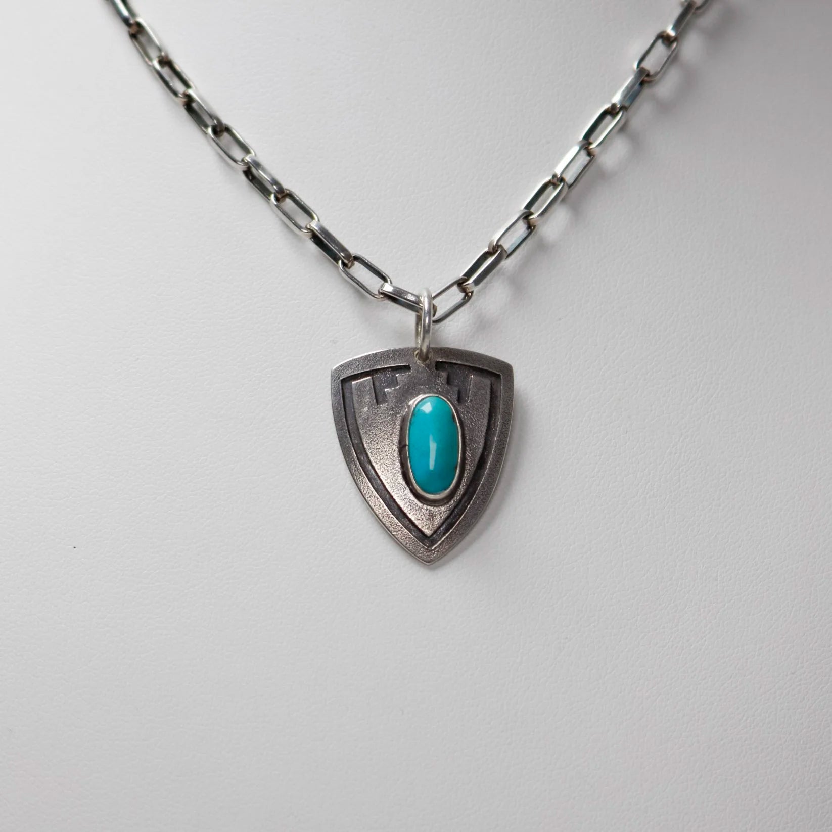 Shield Pendant With Turquoise Inlay