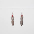 Navajo Coral Feather Earrings