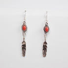 Navajo Coral Feather Earrings