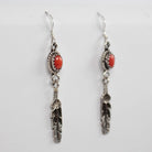 Navajo Coral Feather Earrings