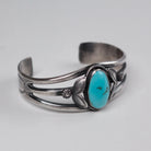 Turquoise Cabochon Stamped Navajo Cuff