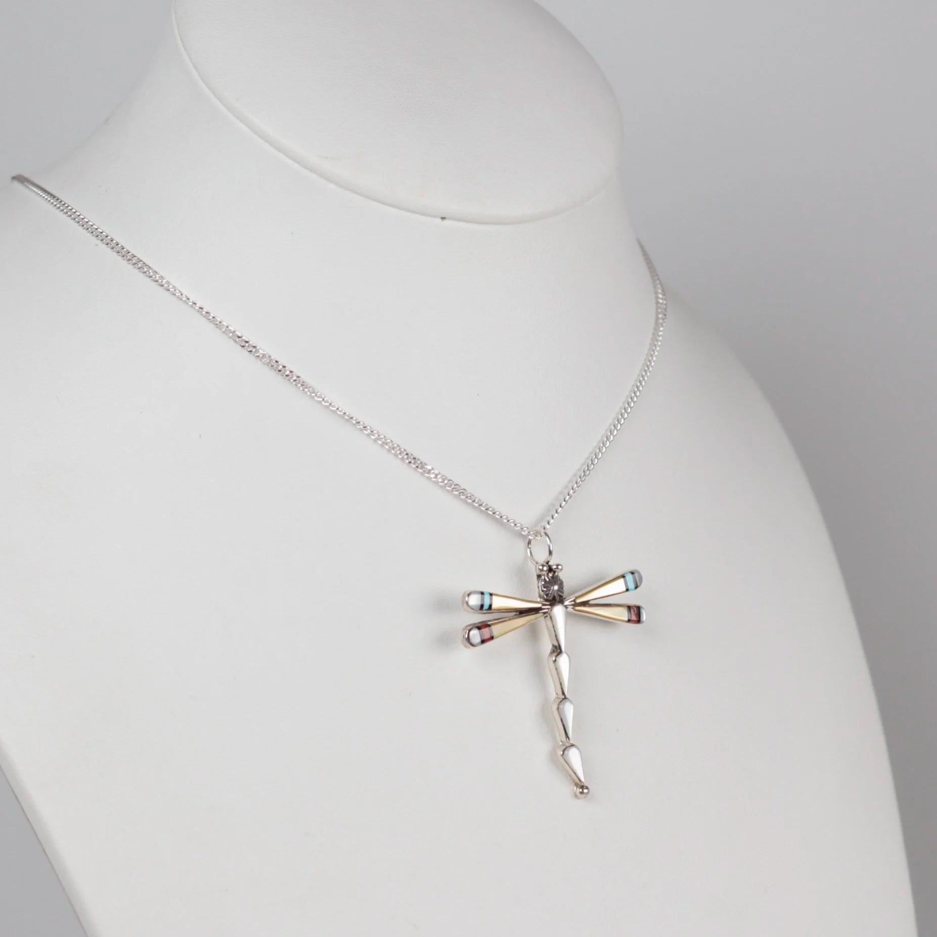 Zuni Inlay Dragonfly Pendant