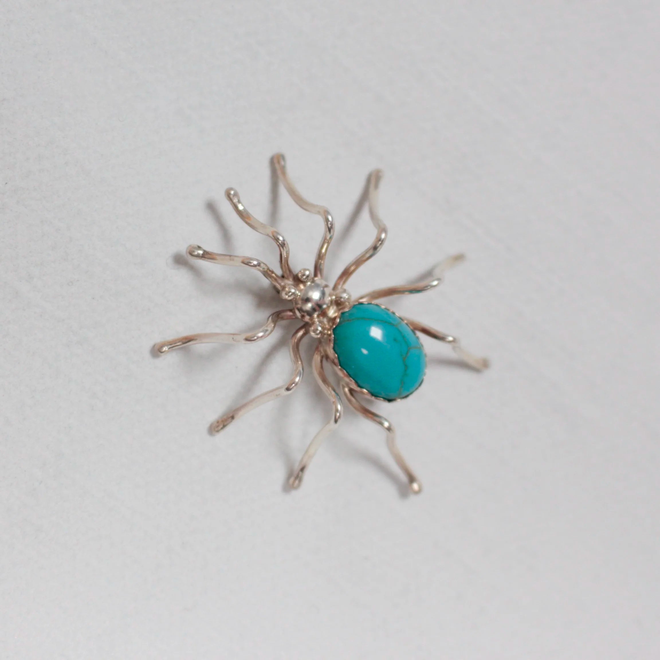 Turquoise Inlay Spider Pin