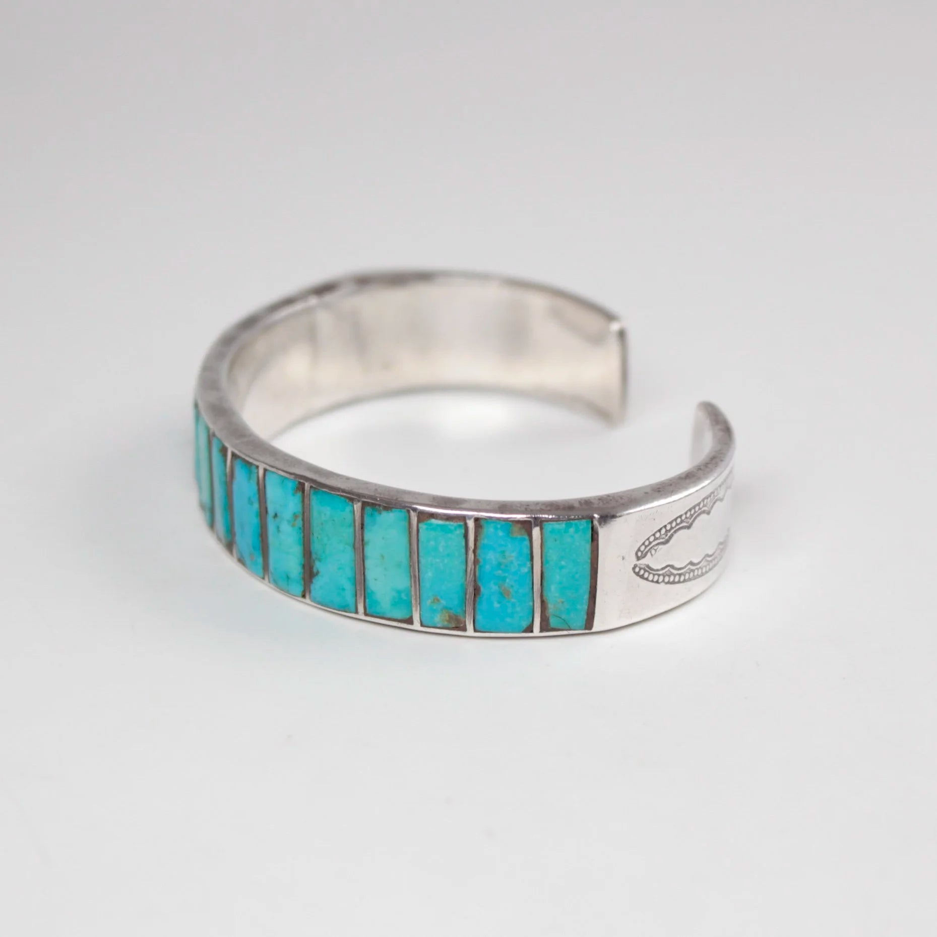 Vintage Zuni Turquoise Inlay Cuff