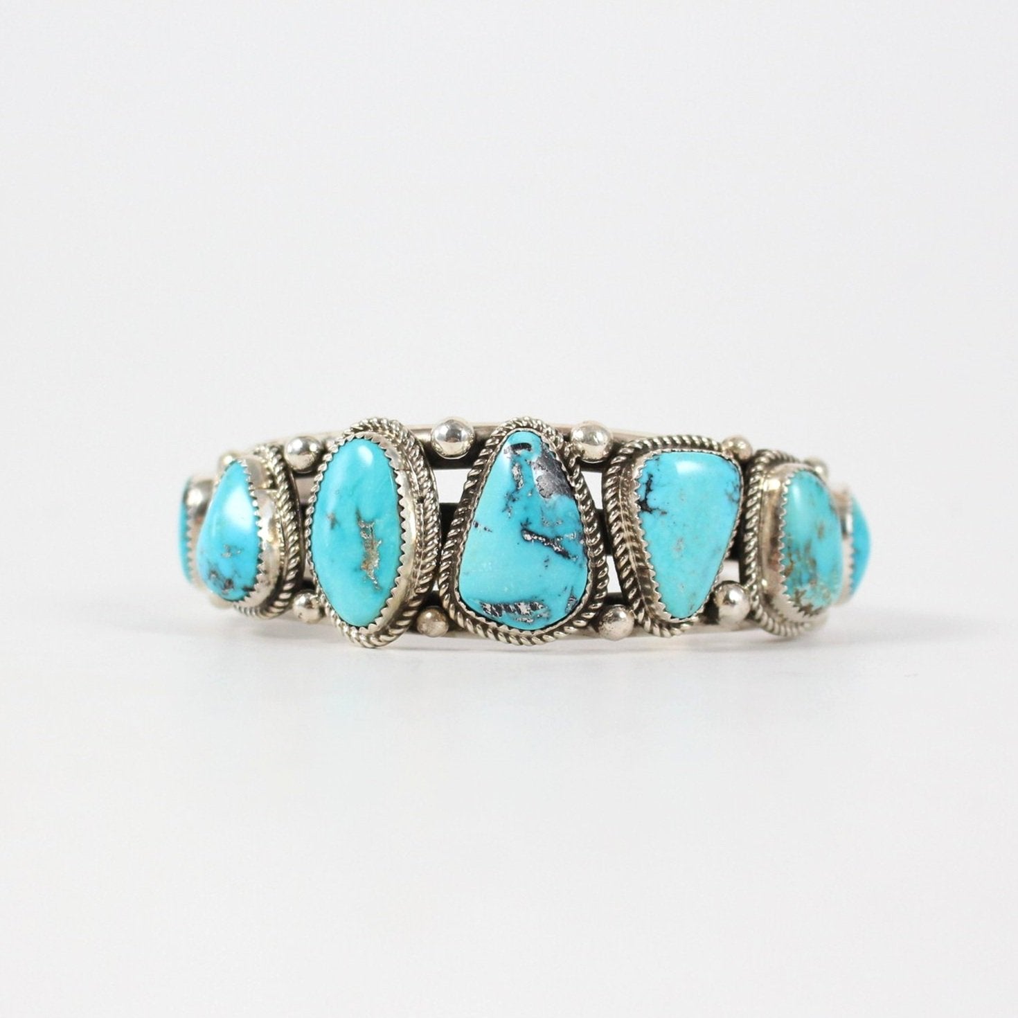 Traditional Navajo Seven-Stone Turquoise Cuff