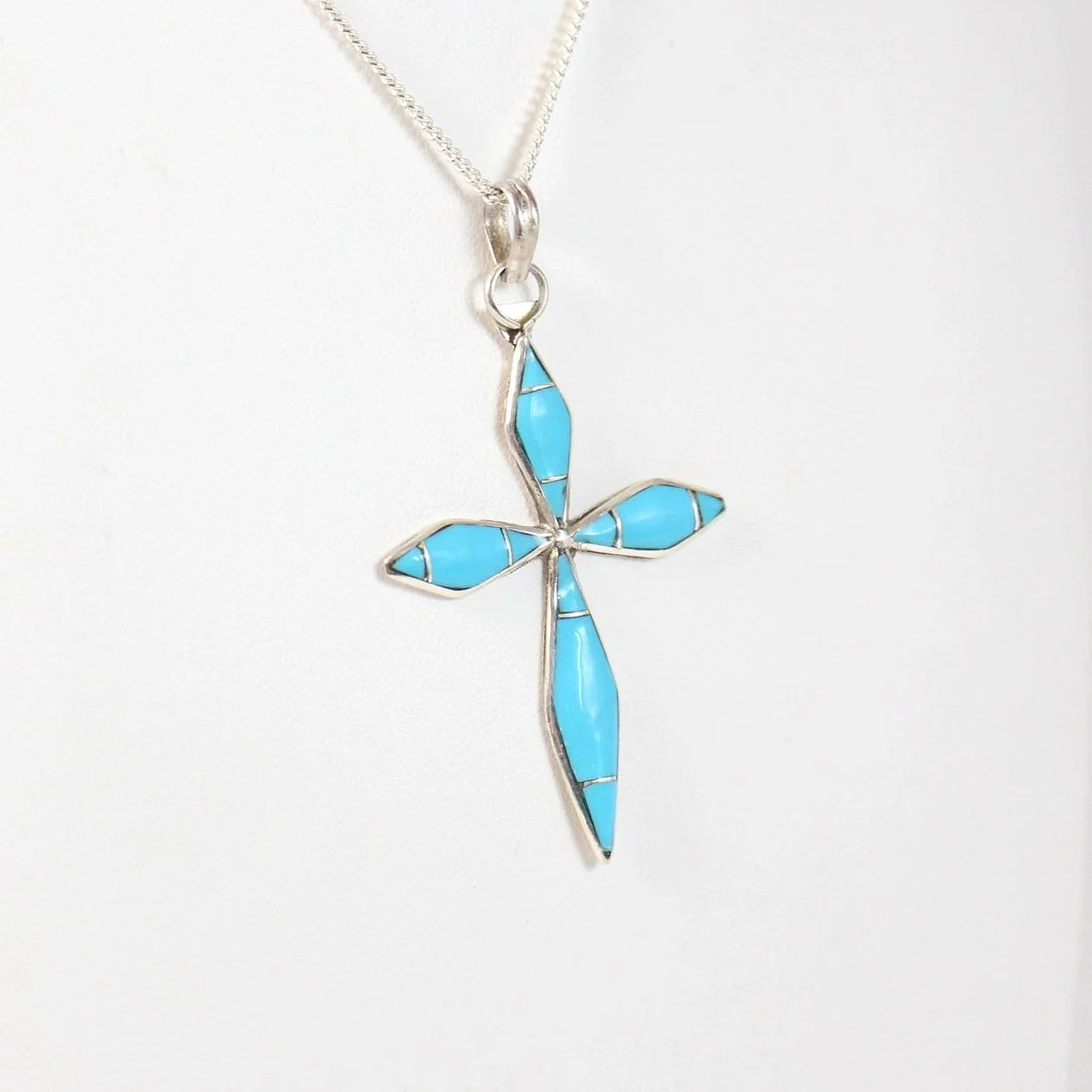 Zuni Cross Pendant - Sterling Silver & Turquoise