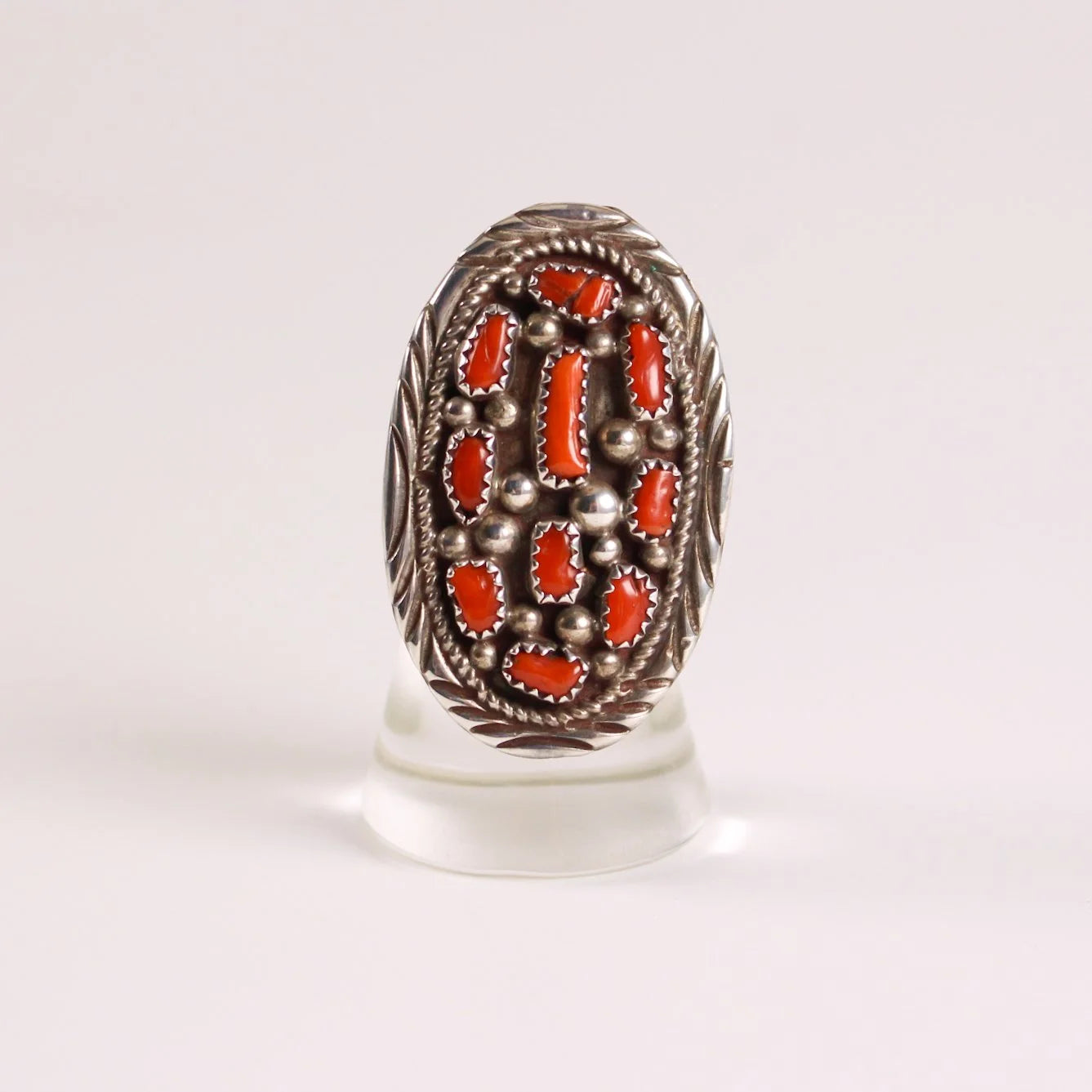 Vintage Navajo Coral Cluster Ring