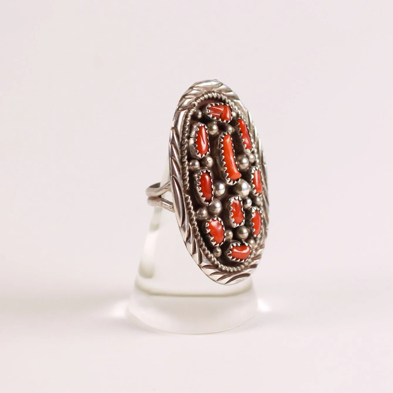 Vintage Navajo Coral Cluster Ring