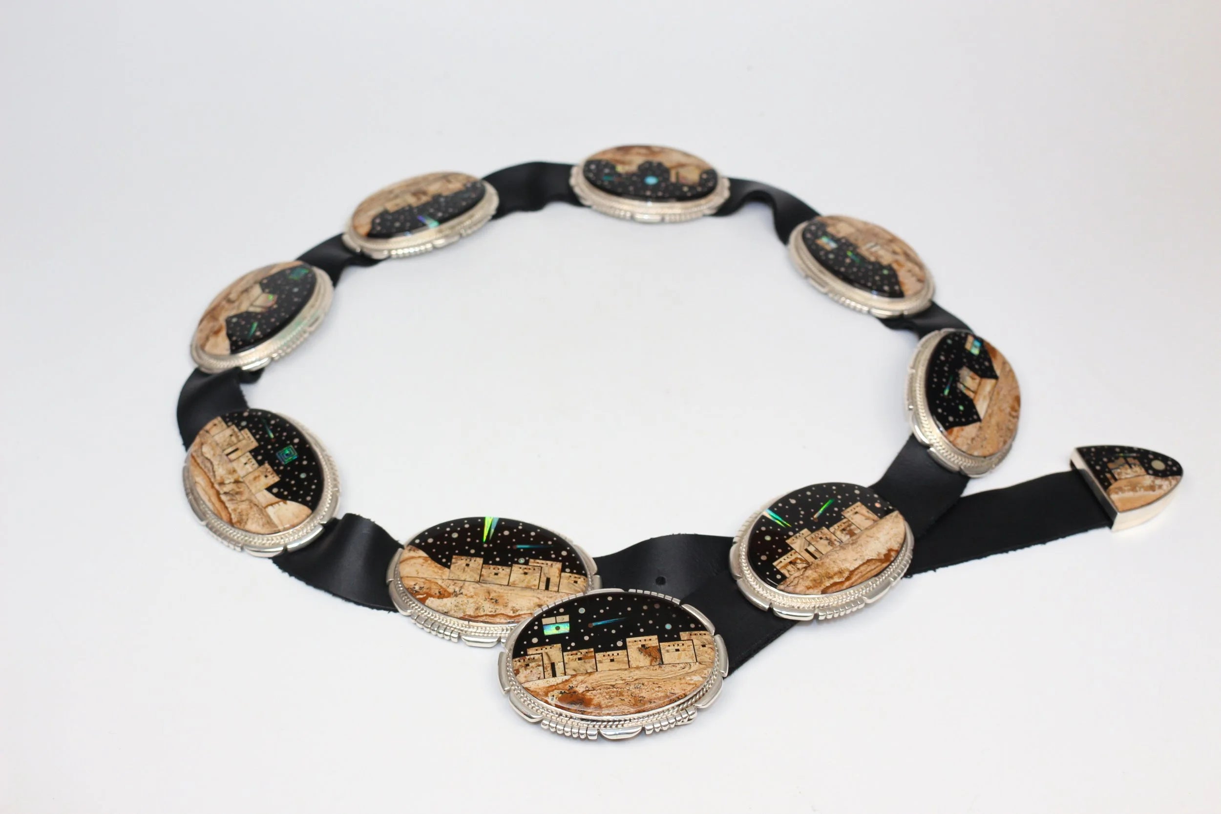 Vintage Calvin Begay Concho Belt
