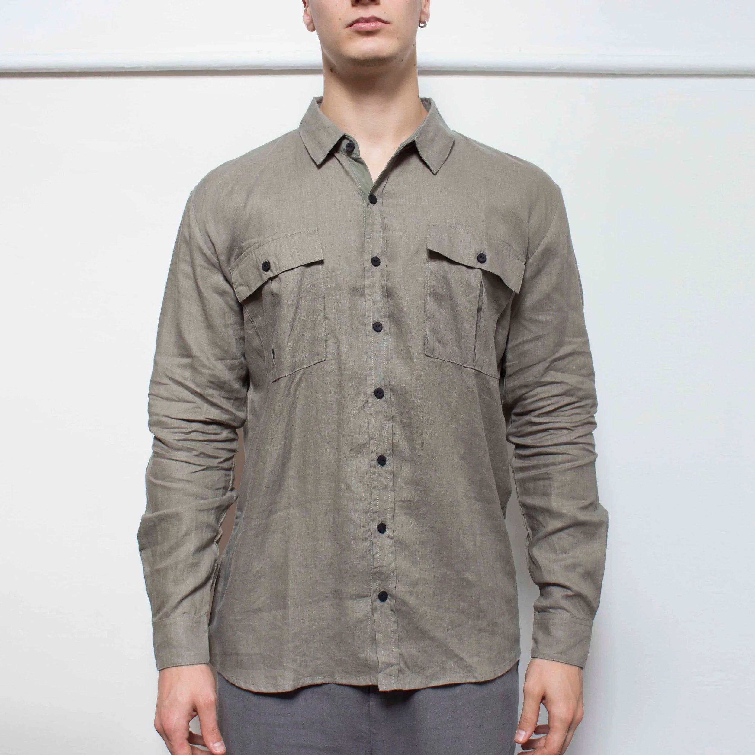 Non-Type - Sage Cargo Shirt Linen