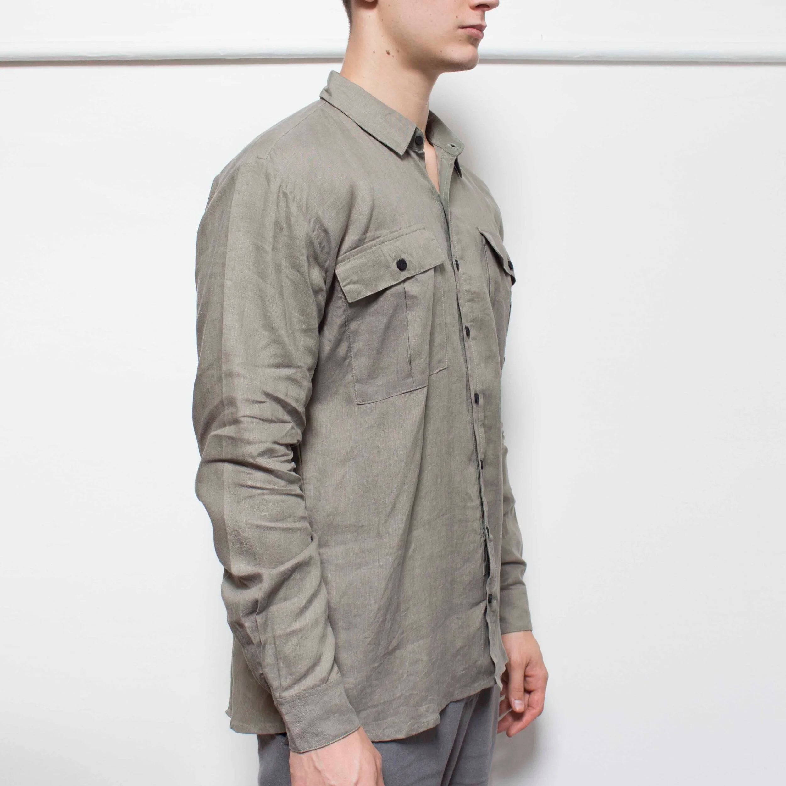 Non-Type - Sage Cargo Shirt Linen