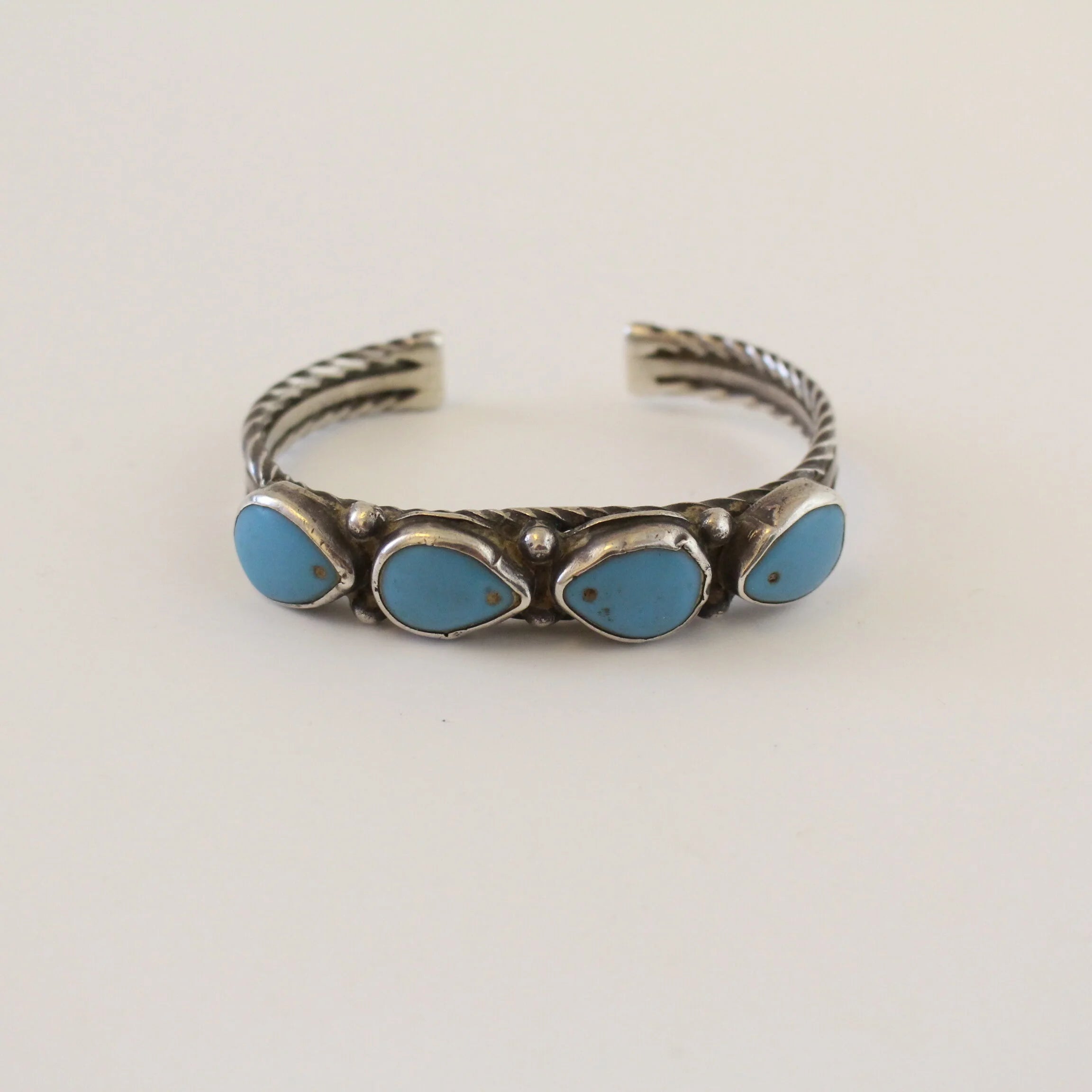 Circa 1900 Hubbell Glass Turquoise Navajo Cuff